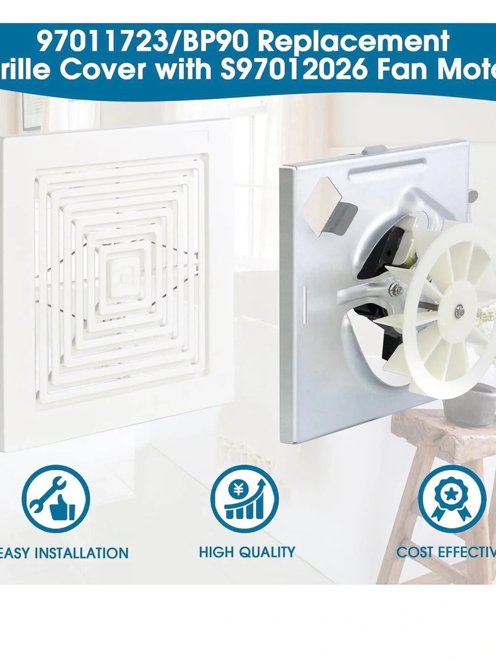 White Ceiling Vent Fan with Grill - White